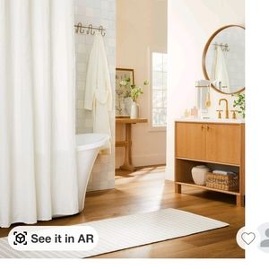 Hearth and hand crinkle stripe woven shower curtain in sour cream